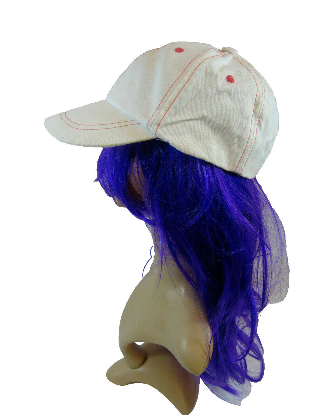 INC International Concepts Womens Baseball Cap White Denim Red Stitching  *New*
